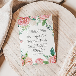 Illustrerad Tropical Blommigt Formal Bröllop Inbjudningar