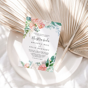 Illustrerad tropisk Blommigt Nuestra Boda Bröllop Inbjudningar