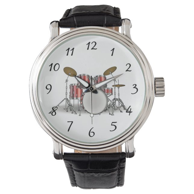 Illustrerad trummatning armbandsur (Framsida)