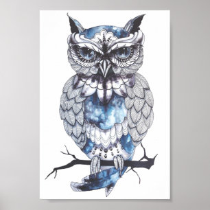 Illustrerad Uggla-design Poster