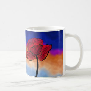 Illustrerad vallmo kaffemugg