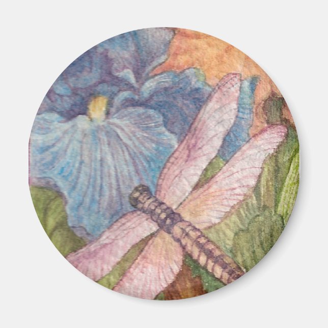 Illustrerad vattenfärg från Dragonfly Iris Magnet (Framsidan)