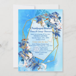 Illustrerad vattenfärgsblomma Måne, par duschar Inbjudningar