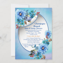 Illustrerad vattenfärgsblomma Måne, par duschar Inbjudningar