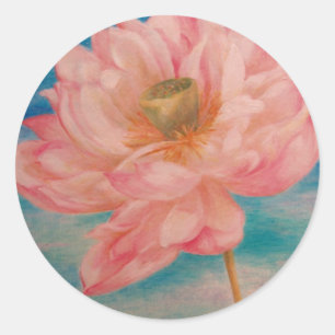 illustrerad vattenhaltig blå och rosa anpassningsb runt klistermärke