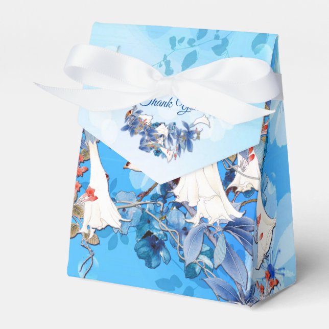 Illustrerad vit vattenfärgsblomma, Måne Presentaskar (Framsidan Sidan)