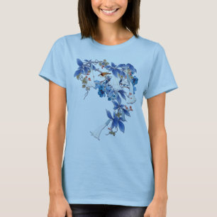 Illustrerad vit vattenfärgsblomma, Måne T Shirt