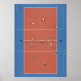 Illustrerad Volleyball Court ovanifrån Poster