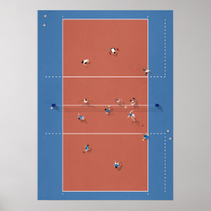 Illustrerad Volleyball Court ovanifrån Poster