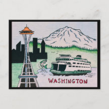 Illustrerad vykort från Washington