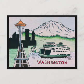 Illustrerad vykort från Washington