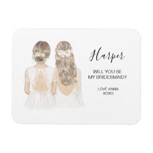 Illustrerad Will you be my bridesmaid magnet