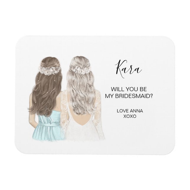 Illustrerad Will you be my bridesmaid magnet (Horisontell)