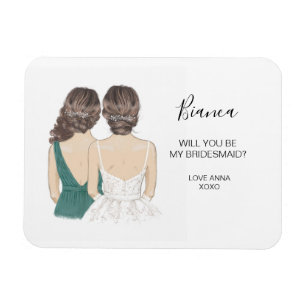 Illustrerad Will you be my bridesmaid magnet