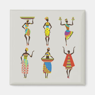 Illustrerade afrikanska kvinnor magnet
