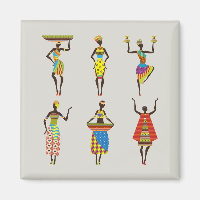 Illustrerade afrikanska kvinnor magnet (Framsidan)
