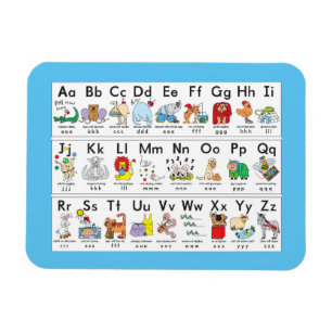 Illustrerade alfabetdjur magnet