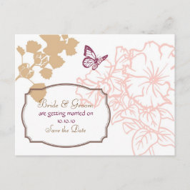 Illustrerade blommor & fjäril trädgård bröllop meddelande vykort