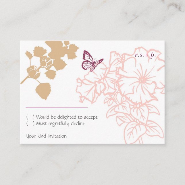 Illustrerade blommor och fjäril Garden OSA Tilläggskort (Framsida)