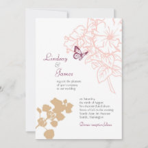 Illustrerade blommor och fjäril Garden Wedding