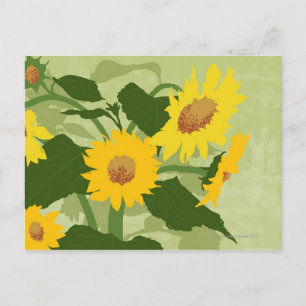 Illustrerade blommor vykort