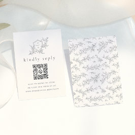 Illustrerade botaniska initialer QR-kod bröllops-R Tilläggskort