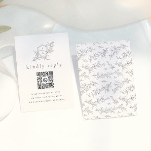 Illustrerade botaniska initialer QR-kod bröllops-R Tilläggskort