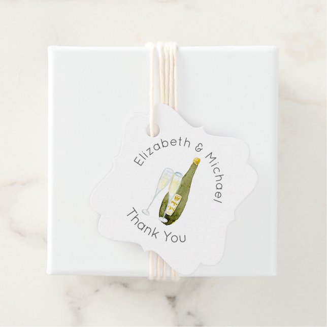 Illustrerade Champagne Toast Tacksamhällespresentk Gåvor Etiketter (På plats)