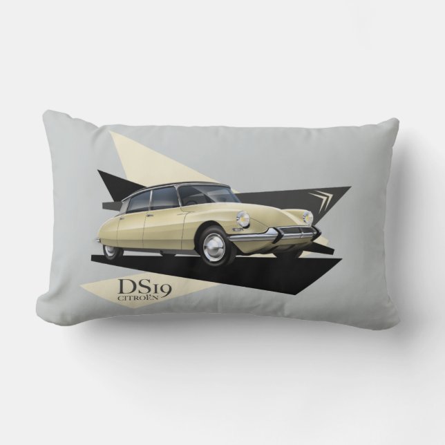 Illustrerade Citroen DS19 dämpar Lumbarkudde (Framsida)