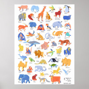 Illustrerade djur i EyeAmArt-samlingen Poster