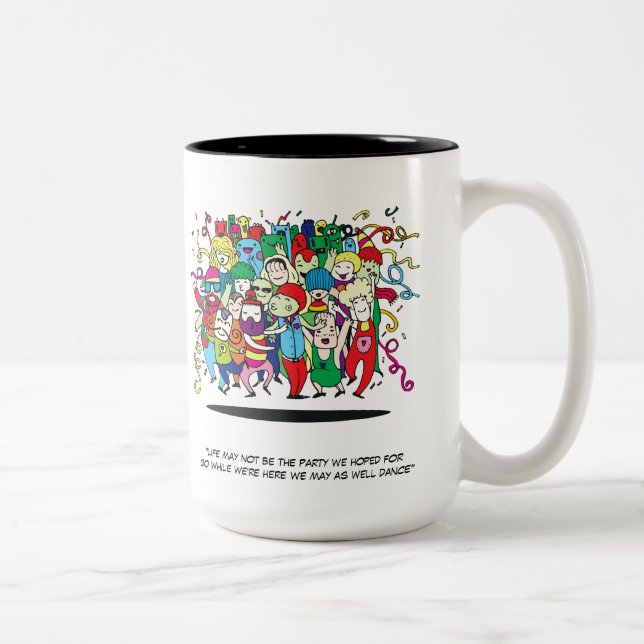 illustrerade festande människor Två-Tonad mugg (Höger)