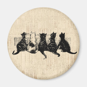 Illustrerade kattungar med Tan Script-bakgrund Magnet