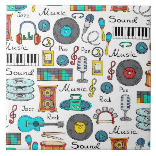 Illustrerade musikobjekt kakelplatta