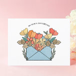 Illustrerade nya adress blommor vykort<br><div class="desc">Informera alla om din förändring eller röra dig utan problem med vårt "Vi har ett Nytt adress" vykort. Det här charmerande vykortet innehåller en illustration av ett kuvert som är försett med levande blommor, vilket är ett trevligt meddelande för din omlokalisering. Framsidan visar meddelandet på en framträdande plats, medan baksidan...</div>