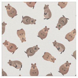 Illustrerade Quokkas på Vitt Tyg
