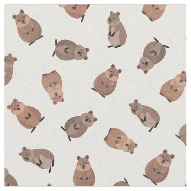 Illustrerade Quokkas på Vitt Tyg (Närbild)