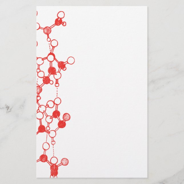Illustrerade röda molekylar strukturerar brevpapper (Framsida)