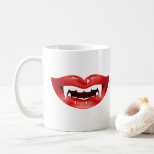 Illustrerade röda vampyr munnar kaffemugg