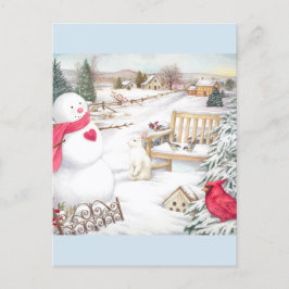 Illustrerade Snögubbar Winter Wonderland Vykort