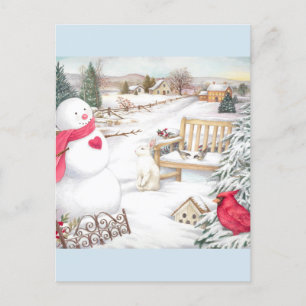 Illustrerade Snögubbar Winter Wonderland Vykort
