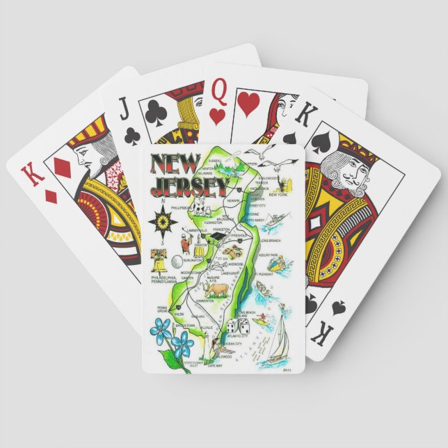 Illustrerade spelkort från New Jersey (Baksidan)