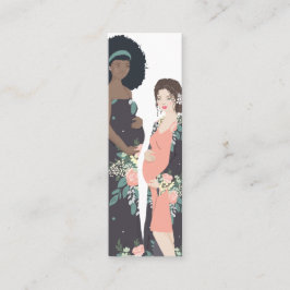 Illustrerat färgrikt + blom- barnmorska mini visitkort