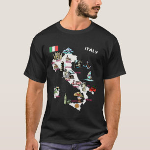 Illustrerat karta i Italien flagga i underbara stä T Shirt