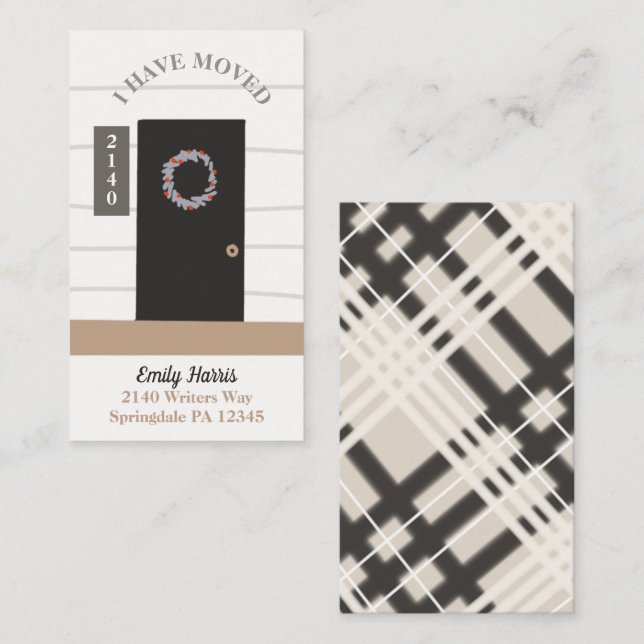 Illustrerat meddelande om Flytta av svart dörr (Fram/baksida)