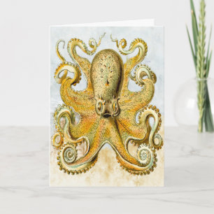 Illustrerat Octopus Squid Grattis på födelsedagen Kort