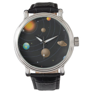 Illustrerat sol- system armbandsur
