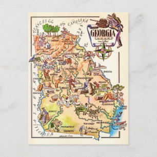 Illustrerat vykort över Georgia