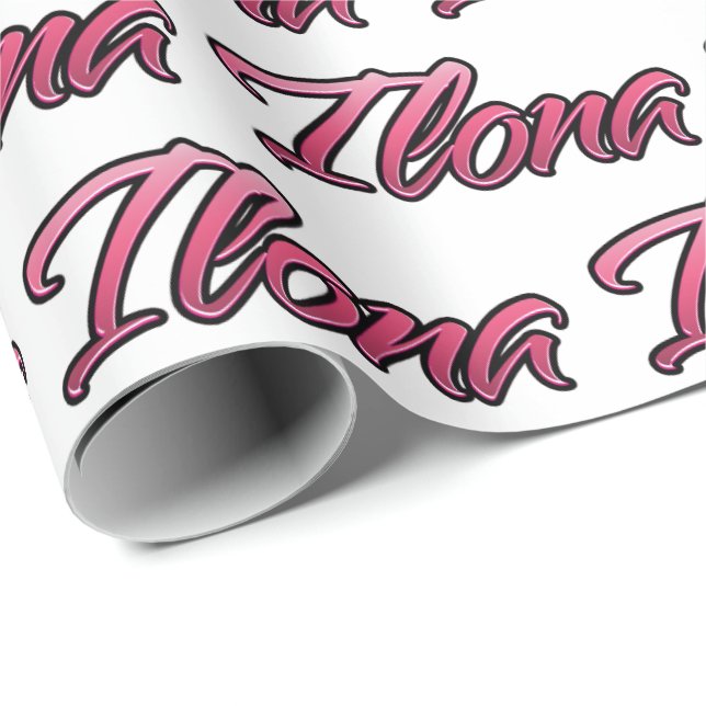 Ilona faded pink personalisiertes Geschenkpapier Presentpapper (Rullad Hörn)