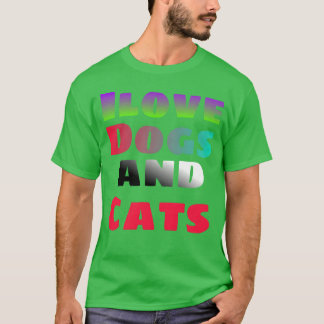 Ilove hundar och cat familjevän t shirt