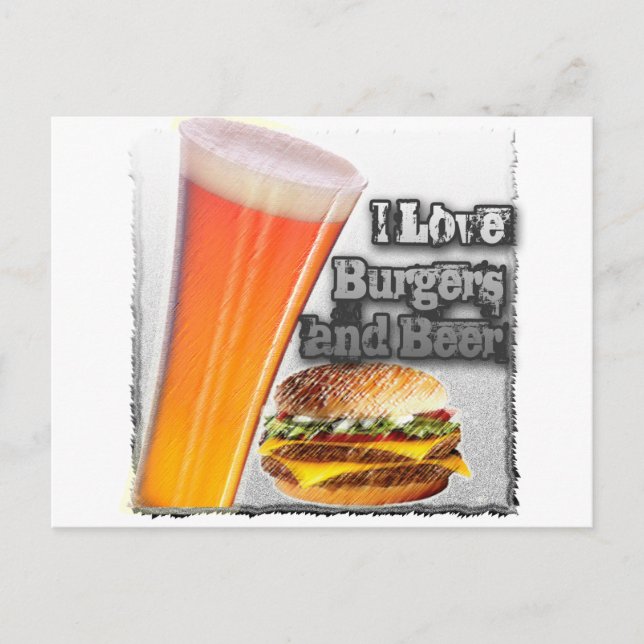 ILoveBurgersandBeer Tall One Vykort (Framsida)
